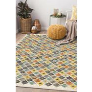 Frenda Home Kilim Desen Pamuk Taban Baskılı Krem 100x200 cm Salon Halı