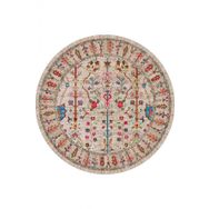 Frenda Home Kilim Desenli Vizon 140x140 Pamuk Taban Dijital Baskılı Yuvarlak Halı