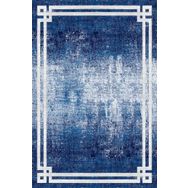 Frenda Home Lacivert 100x200 Çerçeve Desenli Dijital Baskılı Pamuk Taban Halı