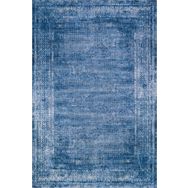 Frenda Home Mavi 100x200 Çerçeve Desenli Dijital Baskılı Dekoratif Pamuk Taban Halı