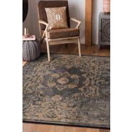 Frenda Home Vintage Desenli Antrasit 140x200 Yıkanabilir Pamuk Taban Dekoratif Halı