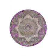Frenda Home Vintage Desenli Fuşya 140x140 Pamuk Taban Dekoratif Yuvarlak Halı