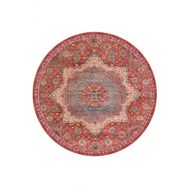 Frenda Home Vintage Desenli Kırmızı 140x140 Pamuk Taban Dekoratif Yuvarlak Halı