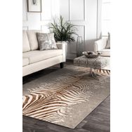 Frenda Home Zebra Desen Kaymaz Deri Taban Bej 100x200 cm Salon Halı