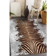 Frenda Home Zebra Desen Kaymaz Deri Taban Gri 140x200 cm Salon Halı