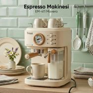 Fressi EM-411 Mavera Ahşap Detaylı 20 Bar Krem Espresso Makinesi