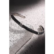 FRNCH FRJ11165-1265-BB Zirkon Taşlı Gerçek Deri Detaylı Handmade Erkek Kelepçe Bileklik