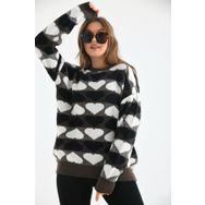 Ftz Women 20028 Kahve Kadın Kalp Desenli Bluz