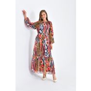 Ftz Women 30499Mercan Kadın Şifon Baskılı Elbise