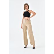 Ftz Women Beige 30634 Kadın Deri Pantolon