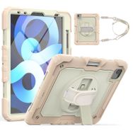 Fuchsia Apple iPad Air 10.9 2022 5. Nesil Uyumlu Strap Ekran Koruyuculu Kalemlikli 360° Döner Tablet Kılıfı