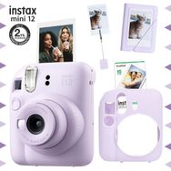 Fujifilm Instax Mini 12 Lila Fotoğraf Makinesi 10'lu Film Kıskaçlı Stand Mini Albüm ve Silikon Kılıf Seti