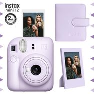 Fujifilm Instax Mini 12 Lila Fotoğraf Makinesi Çerçeve ve 64'lü Kare Albüm Seti
