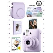 Fujifilm Instax Mini 12 Lila Şipşak Fotoğraf Makinesi 20'li Film Kıskaçlı Resim Standı ve Silikon Kılıf Seti