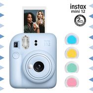 Fujifilm Instax Mini 12 Mavi Fotoğraf Makinesi ve 4'lü Renkli Lens Seti