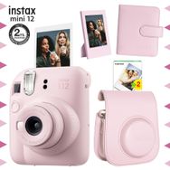 Fujifilm Instax Mini 12 Pembe Fotoğraf Makinesi 20'li Film Çerçeve Kare Albüm ve Deri Kılıf Seti