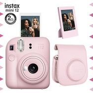 Fujifilm Instax Mini 12 Pembe Şipşak Fotoğraf Makinesi Çerçeve ve Deri Kılıf Seti