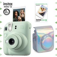 Fujifilm Instax mini 12 Yeşil Fotoğraf Makinesi 10'lu Film ve Parlak Kılıf Seti