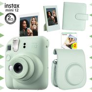 Fujifilm Instax Mini 12 Yeşil Fotoğraf Makinesi 20'li Film Çerçeve Kare Albüm ve Deri Kılıf Seti