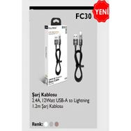 Fulltech FC30 2.4A 12W USB-A to Lightning 1.2 mt Şarj Kablosu
