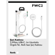 Fulltech FWC2 2.5W USB-C 1 mt Örgülü Tel Akıllı Saat Şarj Kablosu