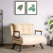 Futon Krem Pafu Sando Tekli Katlanır Pedli Yataklı Koltuk