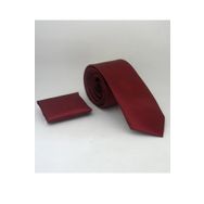 Gaffy SS-37 Bordo Slim Fit Düz Renk Mendilli Saten Kravat