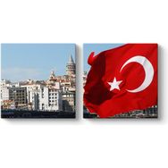 Galata Kulesi Türk Bayrağı Tablosu