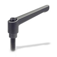 Ganter Normelemente GN 300 GN 300-78-M8-50-SW Siyah 1 Adet Sap Uzunluğu: 78 mm Vida Çelik Cilalı Griff Çinko-Basınçlı Döküm Siyah Plastik Kaplamalı Ayarlanabilir Sıkma Kolu İle Dişli Vida
