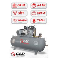 GAP GP290/500 500 lt 2 Kafa 8 Bar 5.5 HP Pistonlu Hava Kompresörü