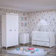 Garaj Home Elegant Bebek Odası Takımı Yatak ve Beyaz Kombinli Uyku Seti