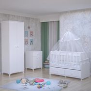 Garaj Home Elegant Yıldız 2 Kapaklı Bebek Odası Takımı Krem Kombinli Beyaz Uyku Seti