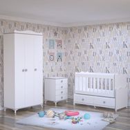 Garaj Home Elegant Yıldız 3 Kapaklı Bebek Odası Takımı Beyaz Kombinli Gri Uyku Seti