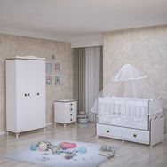Garaj Home Elegant Yıldız 3 Kapaklı Bebek Odası Takımı Krem Kombinli Sümela Uyku Seti