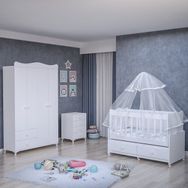 Garaj Home Elegant Yıldız 4 Kapaklı Bebek Odası Takımı Pembe Kombinli Uyku Seti