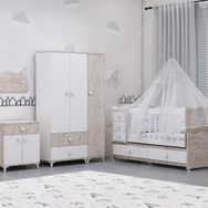 Garaj Home Melina Damla 2li Bebek Odası Takımı Yatak ve Beyaz Kombinli Uyku Seti