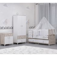 Garaj Home Melina Damla 2li Bebek Odası Takımı Yatak ve Krem Kombinli Uyku Seti