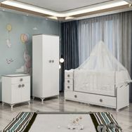 Garaj Home Melina Yıldız 2 Kapaklı Bebek Odası Takımı Gri Pembe Kombinli Uyku Seti