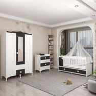 Garaj Home Pırlanta Gri Bebek Odası Takımı Krem Kombinli Uyku Seti