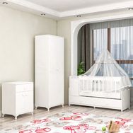 Garaj Home Pırlanta Yıldız 2 Kapaklı Bebek Odası Takımı Beyaz Mavi Kombinli Uyku Seti