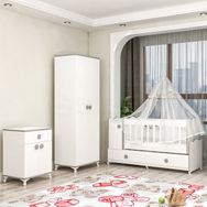 Garaj Home Pırlanta Yıldız 2 Kapaklı Bebek Odası Takımı Gri Krem Kombinli Uyku Seti