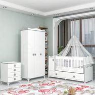 Garaj Home Pırlanta Yıldız 3 Kapaklı Bebek Odası Takımı Gri Mavi Kombinli Uyku Seti