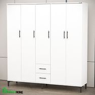Garaj Home Yaren 5 Kapaklı 2 Çekmeceli Beyaz Dolap
