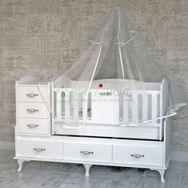 GarajHome Elfin 60x120 cm Uzayan Asansörlü Lüks Uyku Setli Beşik Kombini