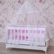 GarajHome Elit Pembe 60x120 cm Uyku Seti+Yatak+Cibinlik Beşik