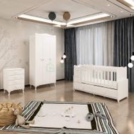 GarajHome Melina Yıldız 3 Kapaklı Beyaz Bebek Odası Takımı