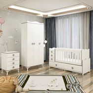 GarajHome Melina Yıldız Gri 3 Kapaklı Bebek Odası Takımı