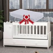 GarajHome Pırlanta Mdfli Büyüyen 60x120 cm Beyaz Yataklı Beşik