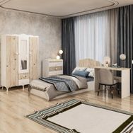 GarajHome Soho Şifonyer-Aynalı 3'lü Dolap-Karyola-Çalışma Masası Elit Genç Odası Takımı