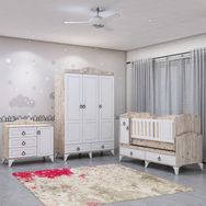 GarajHome Sude Beyaz Membran Country Asansörlü Bebek Odası Takımı